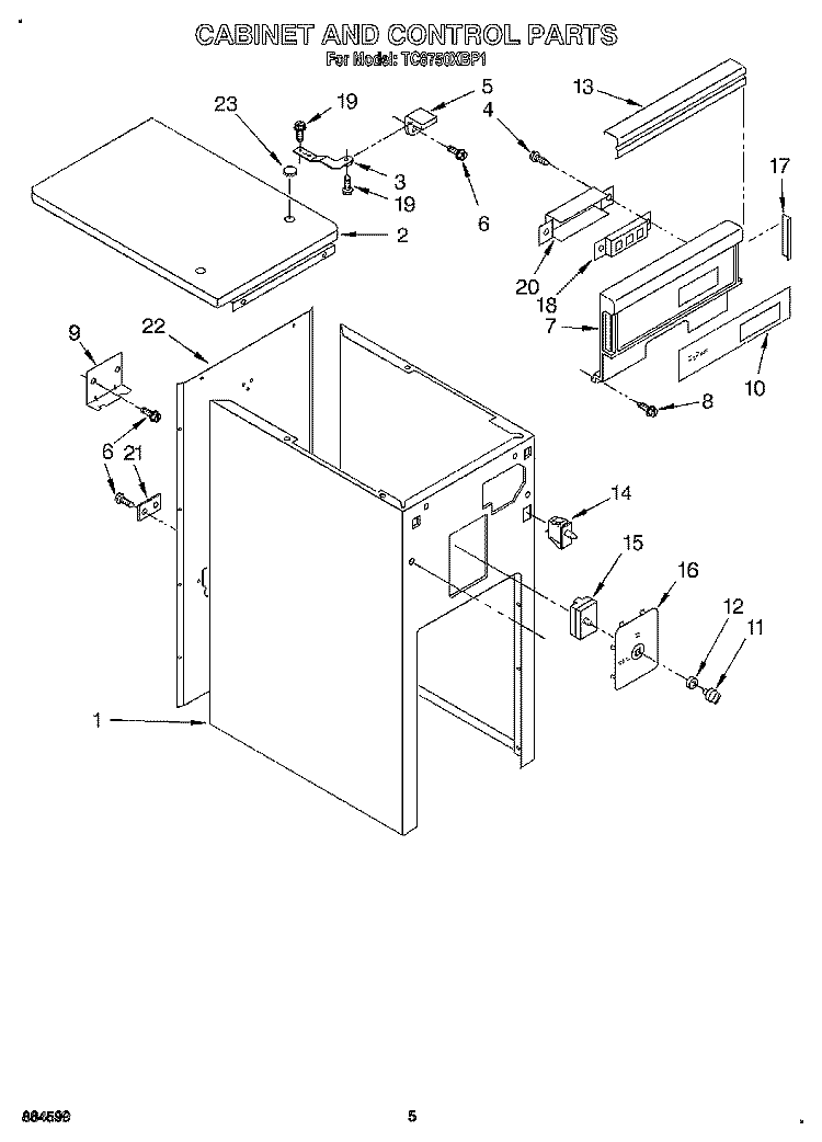 CABINET AND CONTROL Diagram and Parts List for TC8750XBP1  Whirlpool Trash Compactor