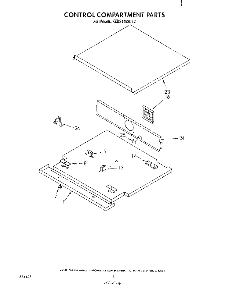 CONTROL COMPARTMENT Diagram and Parts List for KEBS146SBL2  KitchenAid Wall Oven