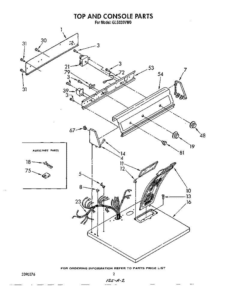 CABINET Diagram and Parts List for GL5030VW0  Roper Dryer