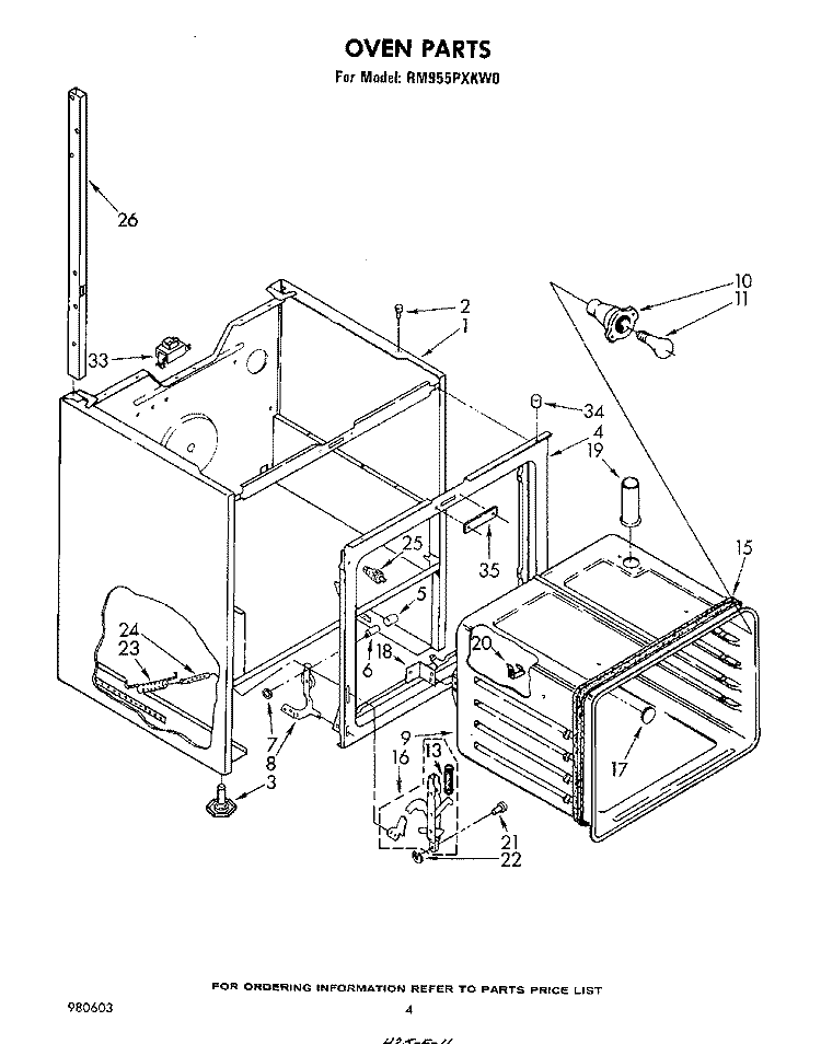 OVEN Diagram and Parts List for RM955PXKW0  Whirlpool Microwave Oven Combo