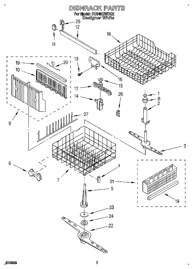 DISHRACK, LIT/OPTIONAL Diagram and Parts List for DU940QWDQ2  Whirlpool Dishwasher