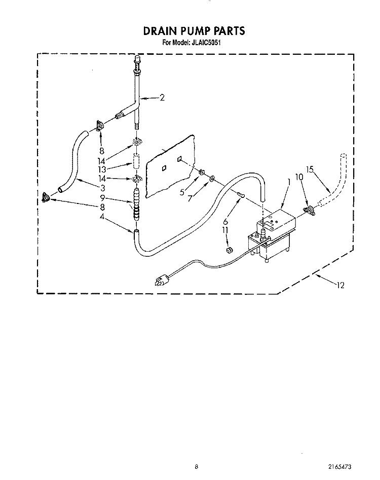 DRAIN PUMP Diagram and Parts List for JLAIC5051  Whirlpool Ice Maker
