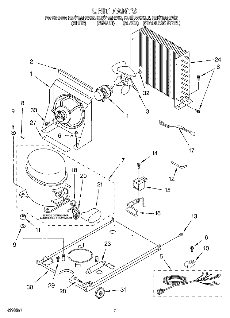 UNIT Diagram and Parts List for KUIS155HBT2  KitchenAid Ice Maker