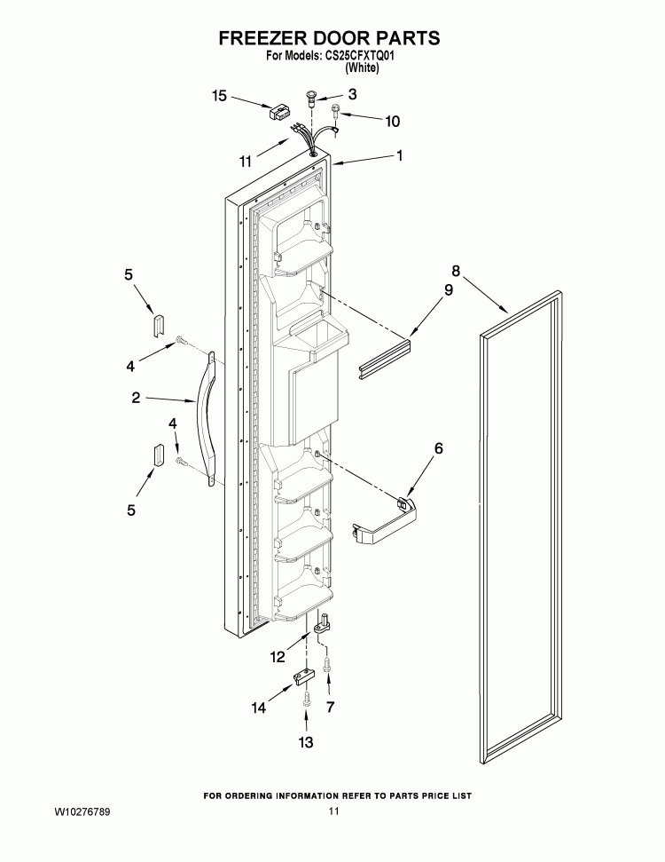 FREEZER DOOR PARTS Diagram and Parts List for CS25CFXTQ01  Crosley Refrigerator
