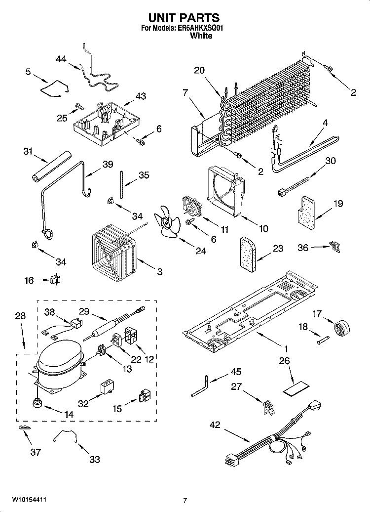 UNIT PARTS Diagram and Parts List for ER6AHKXSQ01  Whirlpool Refrigerator