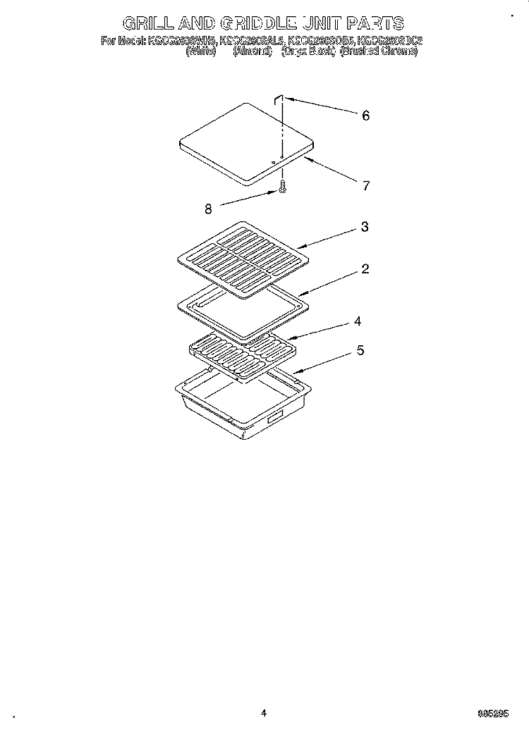 GRILL AND GRIDDLE UNIT Diagram and Parts List for KGCG260SAL5  KitchenAid Cooktop