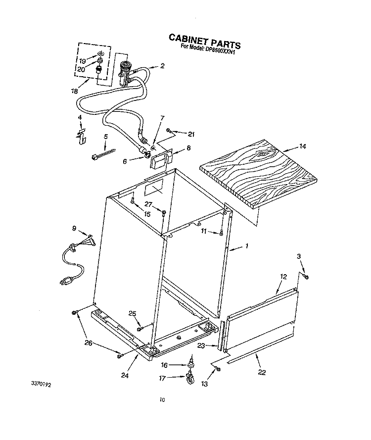 CABINET, OPTIONAL Diagram and Parts List for DP8500XXN1  Whirlpool Dishwasher