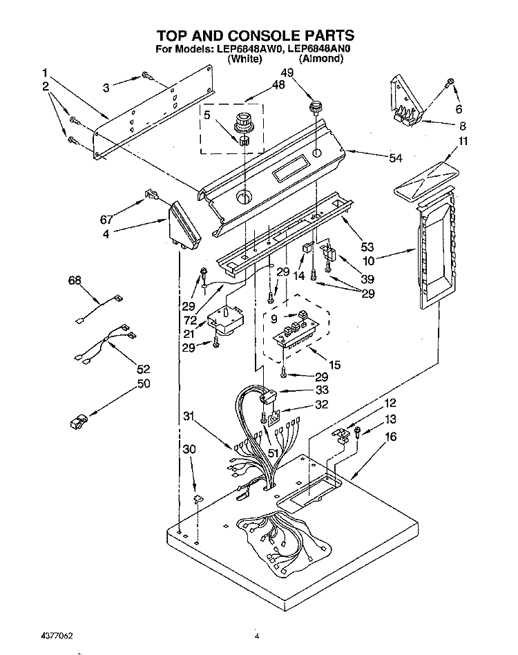 SECTION Diagram and Parts List for LEP6848AW0  Whirlpool Dryer