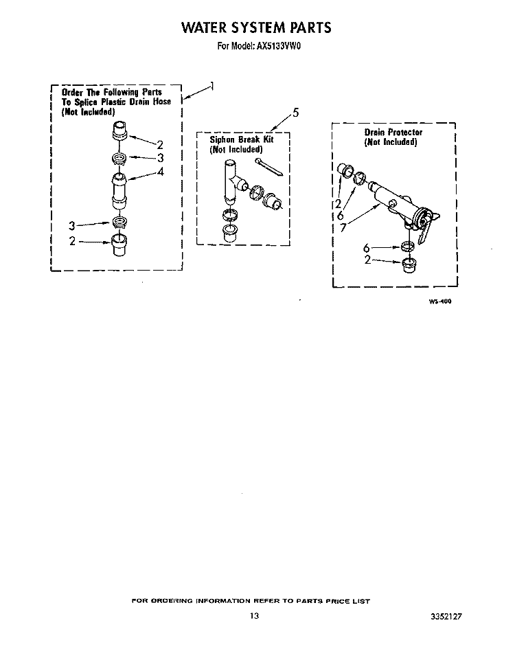 WATER SYSTEM Diagram and Parts List for AX5133VL0  Whirlpool Washer