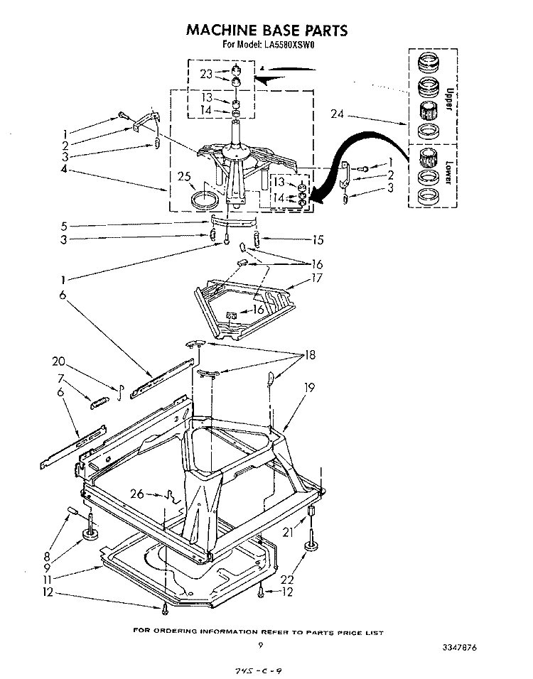 MACHINE BASE Diagram and Parts List for LA5580XSW0  Whirlpool Washer