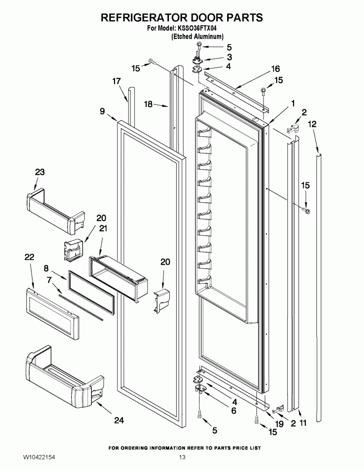 REFRIGERATOR DOOR PARTS Diagram and Parts List for KSSO36FTX04  KitchenAid Refrigerator