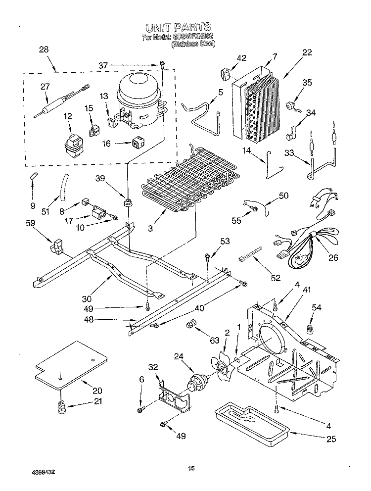 UNIT Diagram and Parts List for GD22SFXHS02  Whirlpool Refrigerator