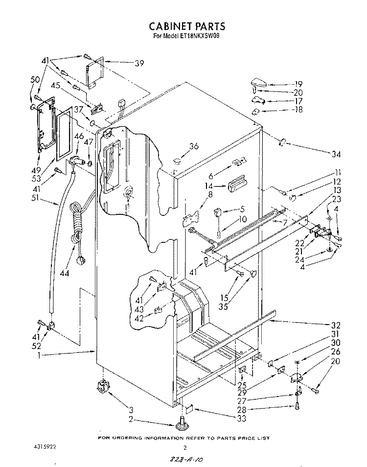 CABINET Diagram and Parts List for ET18NKXSW09  Whirlpool Refrigerator