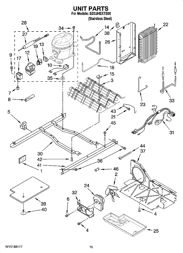 UNIT PARTS Diagram and Parts List for ED2JHEXTS00  Whirlpool Refrigerator