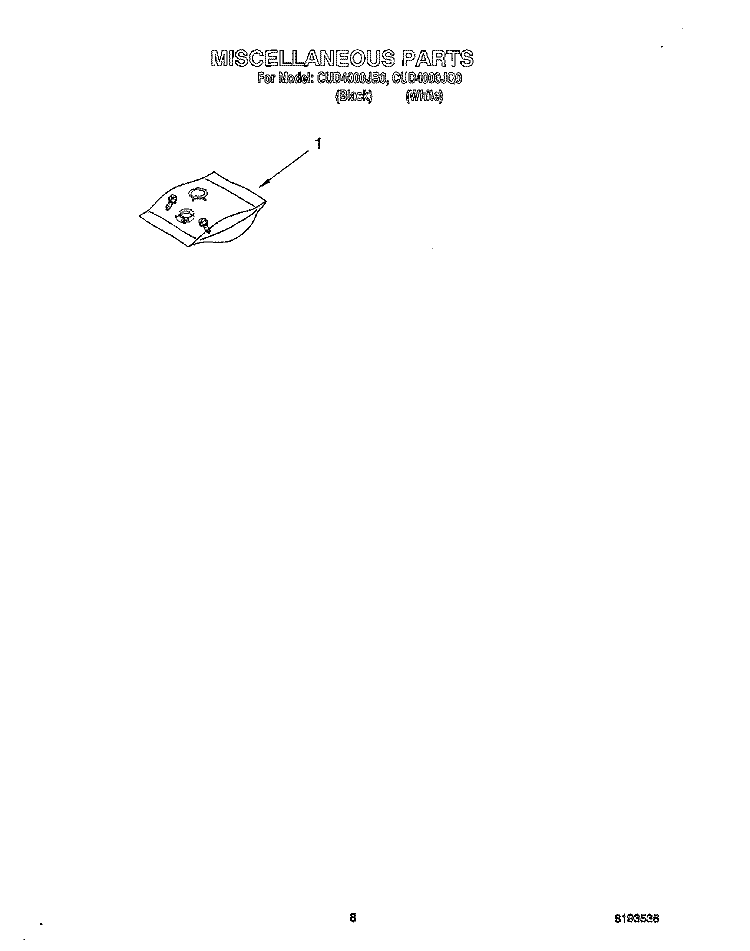 MISCELLANEOUS, OPTIONAL Diagram and Parts List for CUD4000JQ0  Crosley Dishwasher