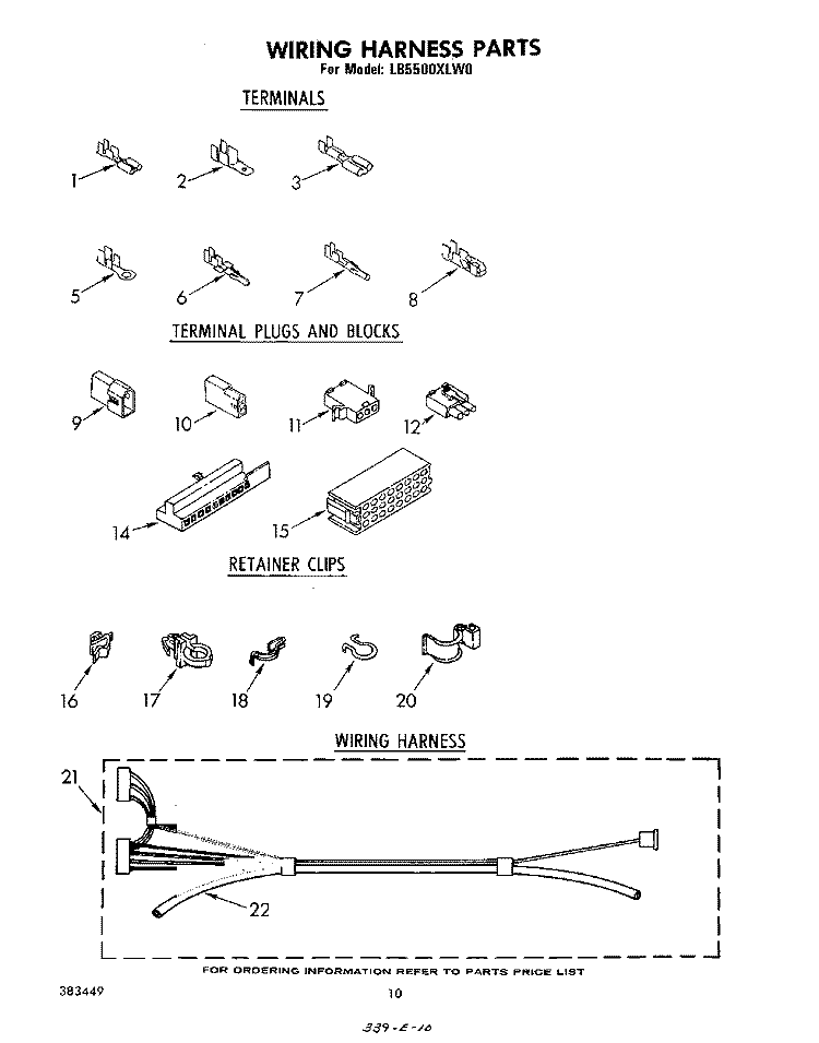 WIRING HARNESS Diagram and Parts List for LB5500XKW0  Whirlpool Washer