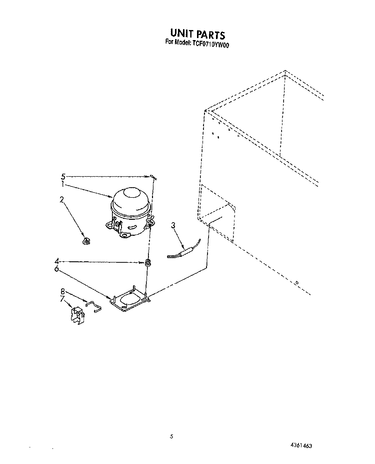 SECTION Diagram and Parts List for TCF0710YW00  Whirlpool Freezer