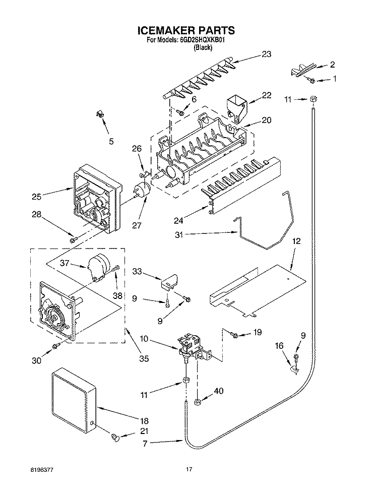 ICE MAKER Diagram and Parts List for 6GD2SHQXKB01  Whirlpool Refrigerator