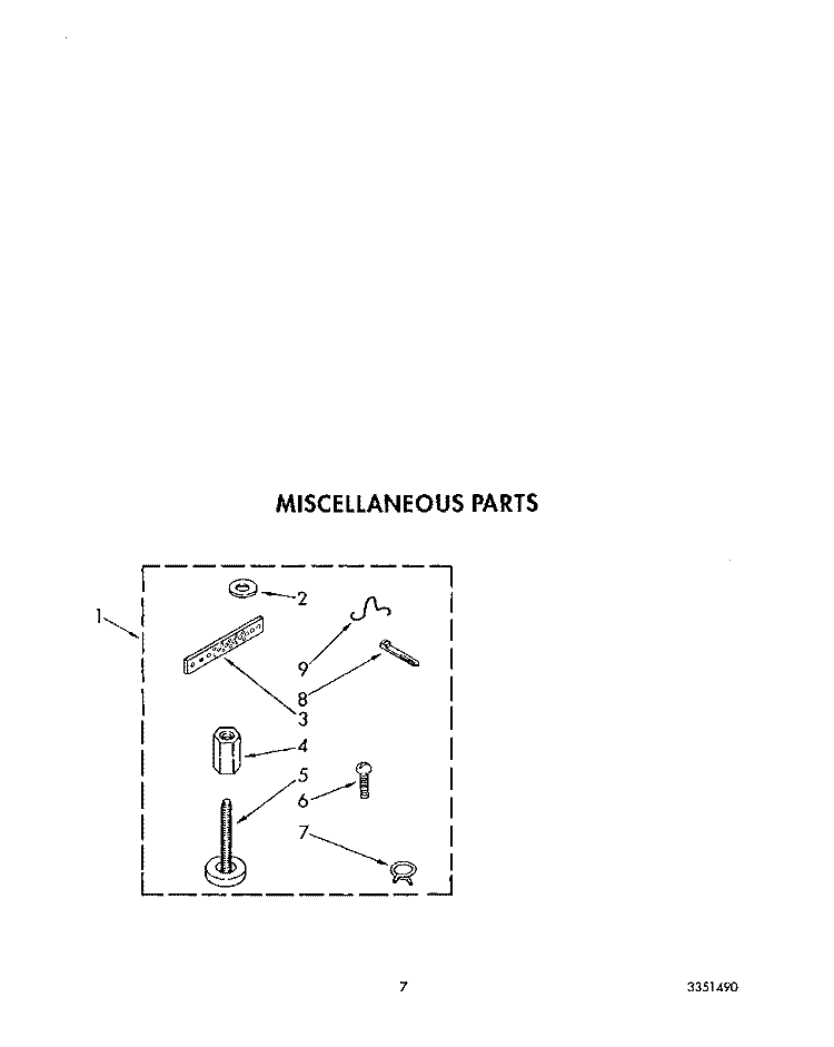 MISCELLANEOUS Diagram and Parts List for LA9480XWF1  Whirlpool Washer