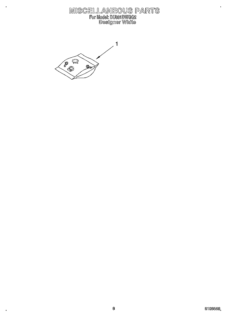 MISCELLANEOUS, OPTIONAL Diagram and Parts List for DU801DWGQ2  Whirlpool Dishwasher