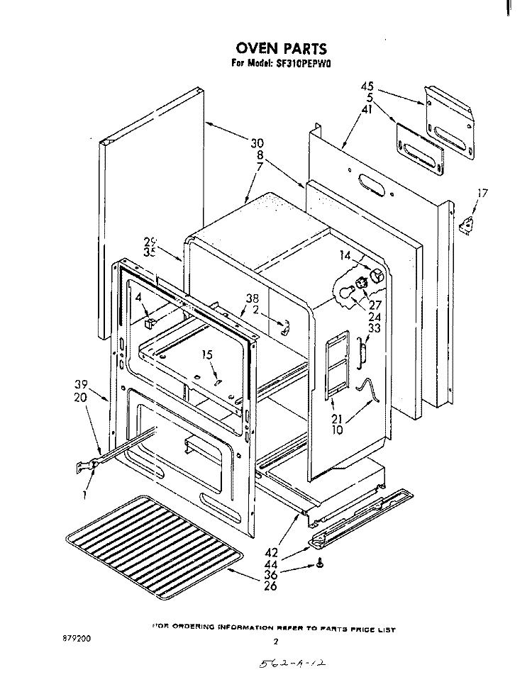 OVEN , LIT/OPTIONAL Diagram and Parts List for SF310PEPW0  Whirlpool Range