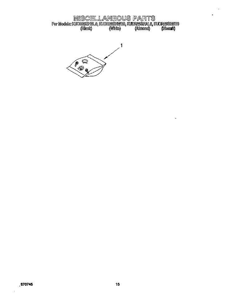 MISCELLANEOUS, LIT/OPTIONAL Diagram and Parts List for KUDR25SHBT0  KitchenAid Dishwasher