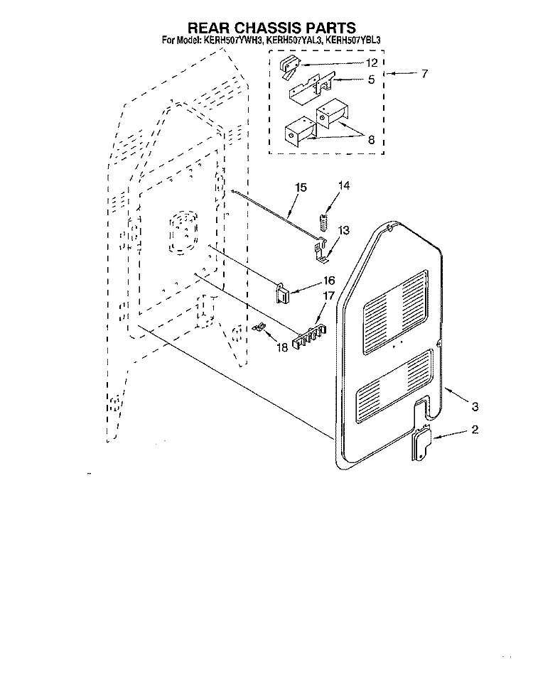 REAR CHASSIS, OPTIONAL Diagram and Parts List for KERH507YAL3  KitchenAid Range