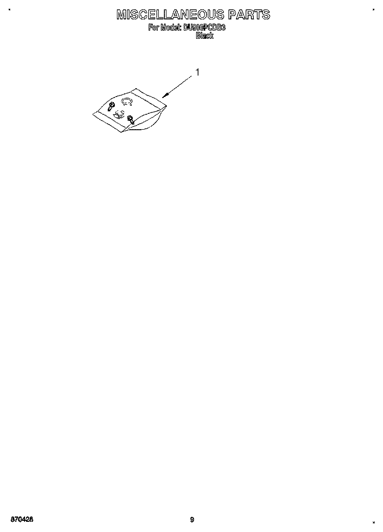 MISCELLANEOUS, LIT/OPTIONAL Diagram and Parts List for DU900PCDB3  Whirlpool Dishwasher