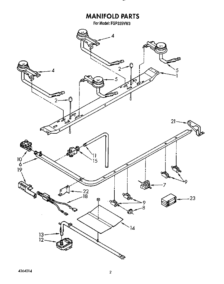 MANIFOLD Diagram and Parts List for FGP335VL3  Roper Range