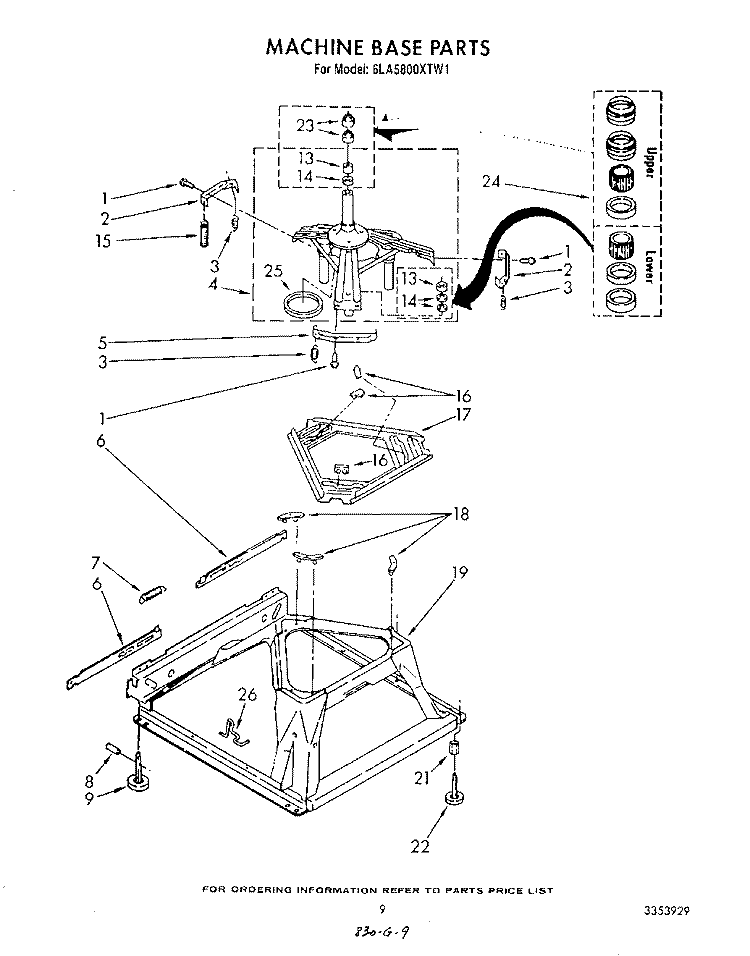 MACHINE BASE Diagram and Parts List for 6LA5800XTF1  Whirlpool Washer