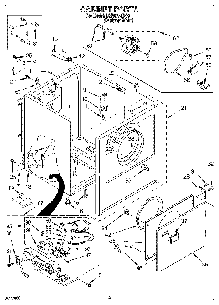 CABINET Diagram and Parts List for LGR4634BQ0  Whirlpool Dryer