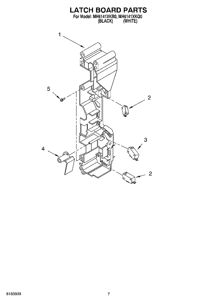 LATCH BOARD Diagram and Parts List for MH6141XKQ0  Whirlpool Microwave