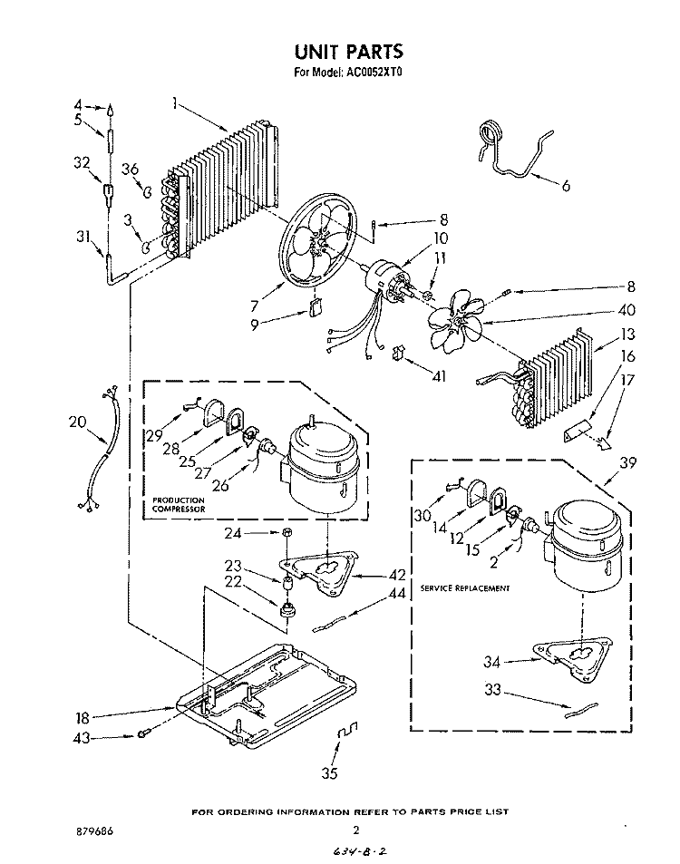 SECTION Diagram and Parts List for AC0052XT0  Whirlpool Air Conditioner