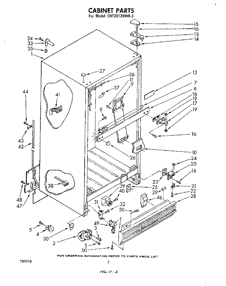 CABINET Diagram and Parts List for EHT201ZKWR3  Whirlpool Refrigerator