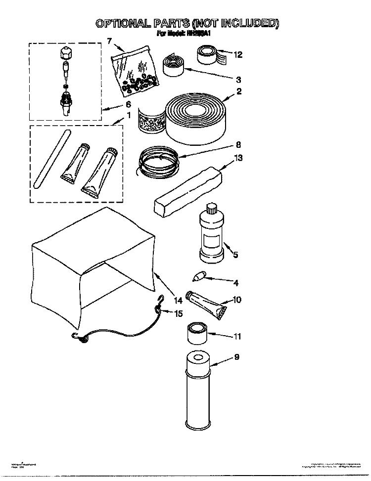 OPTIONAL PARTS Diagram and Parts List for RH203A1  Whirlpool Air Conditioner