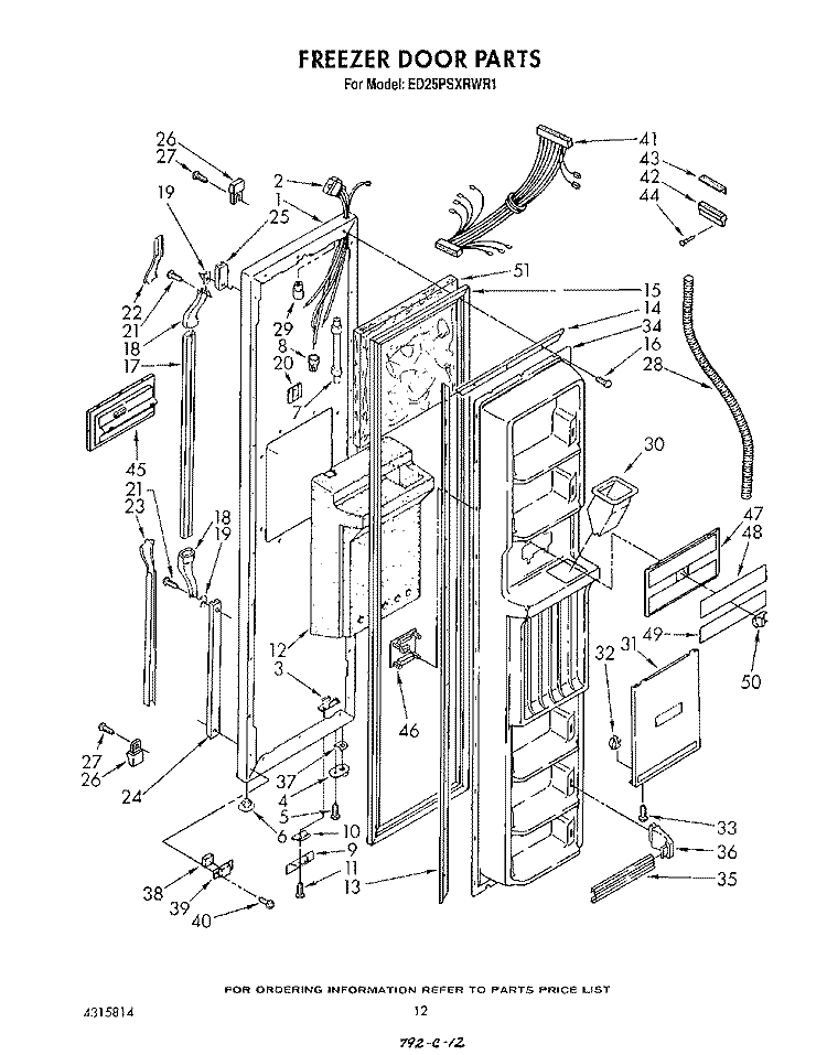 FREEZER DOOR Diagram and Parts List for ED25PSXRWR1  Whirlpool Refrigerator
