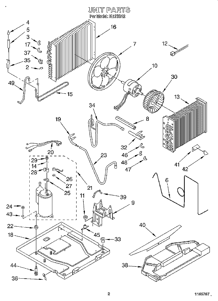 UNIT, LIT/OPTIONAL Diagram and Parts List for RE183A2  Whirlpool Air Conditioner