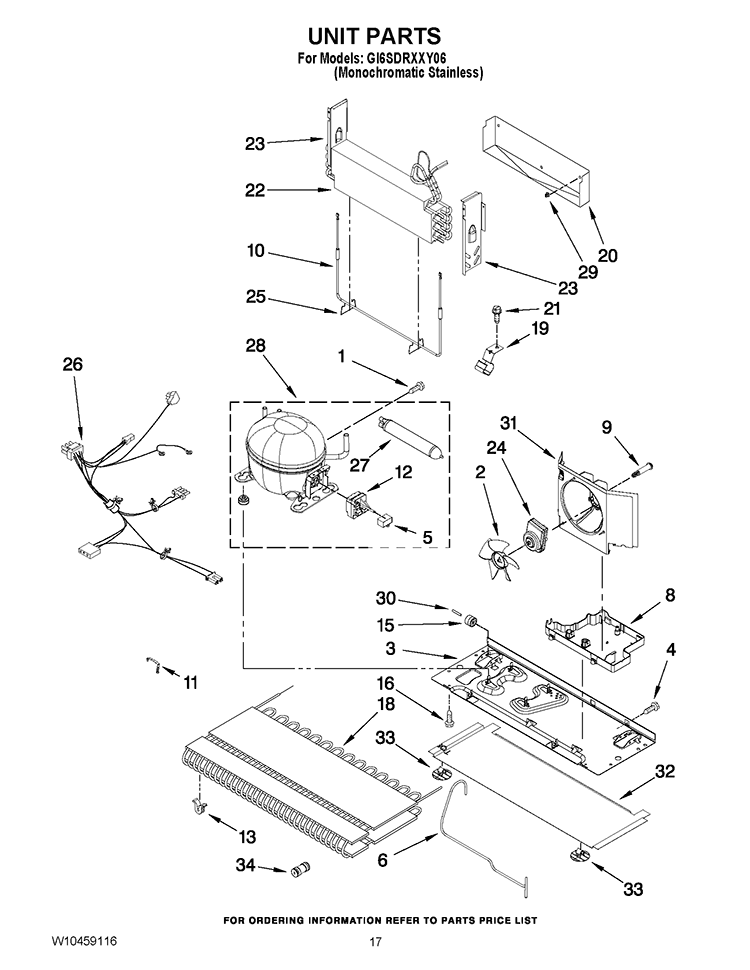 UNIT PARTS Diagram and Parts List for GI6SDRXXY06  Whirlpool Refrigerator
