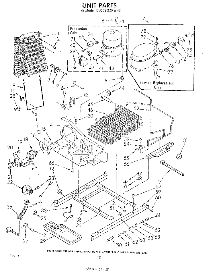 UNIT Diagram and Parts List for ED25SMXRWR2  Whirlpool Refrigerator