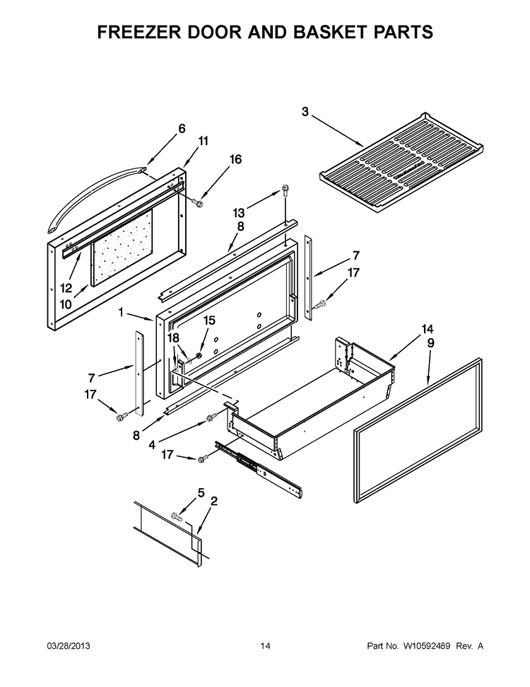 FREEZER DOOR AND BASKET PARTS Diagram and Parts List for KBRC36FTS07  KitchenAid Refrigerator