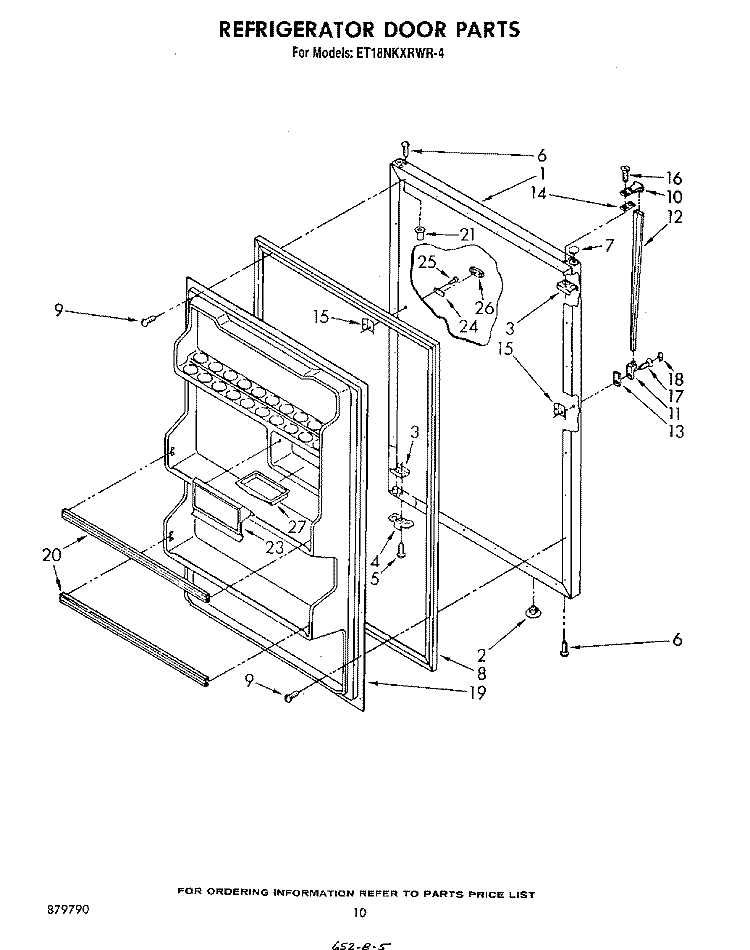 REFRIGERATOR DOOR , NOT ILLUSTRATED Diagram and Parts List for ET18NKXRWR4  Whirlpool Refrigerator