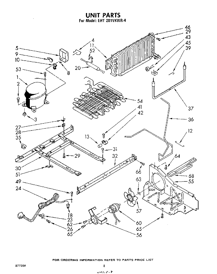 UNIT PARTS Diagram and Parts List for EHT201VKWR4  Whirlpool Refrigerator