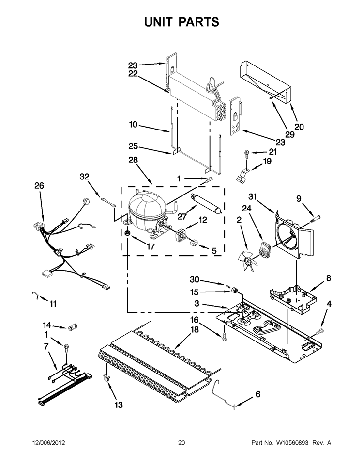 UNIT PARTS Diagram and Parts List for KFXS25RYWH5  KitchenAid Refrigerator