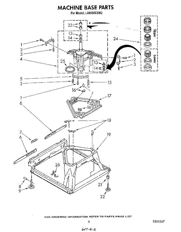 MACHINE BASE Diagram and Parts List for LA6058XSW2  Whirlpool Washer