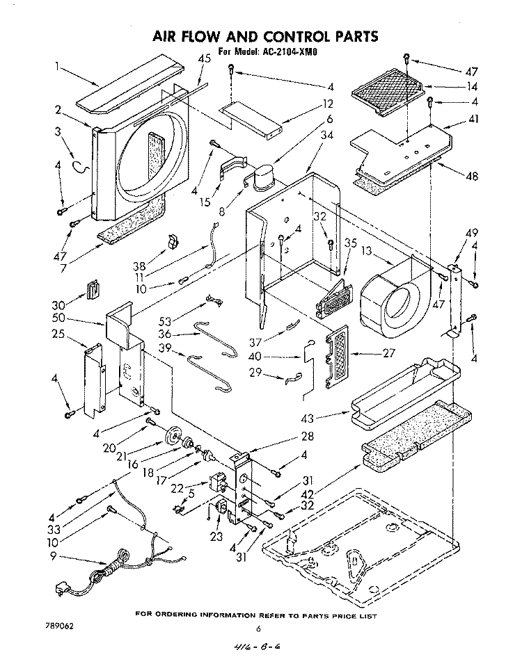 AIRFLOW AND CONTROL , LIT/OPTIONAL Diagram and Parts List for AC2104XM0  Whirlpool Air Conditioner