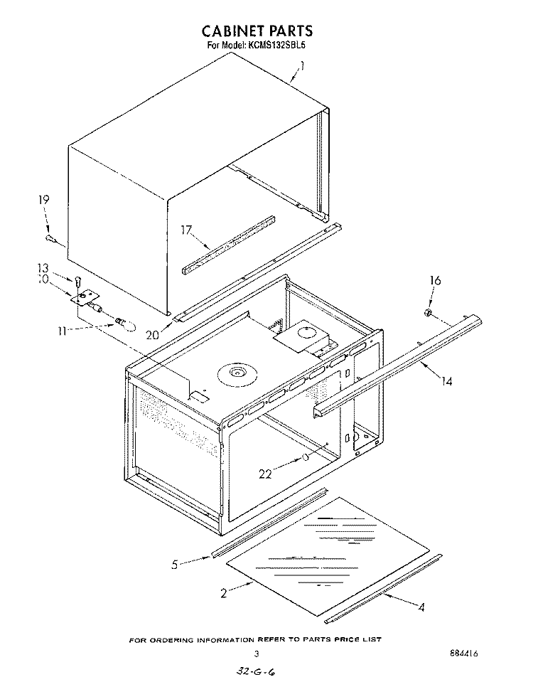 CABINET Diagram and Parts List for KCMS132SBL5  KitchenAid Microwave