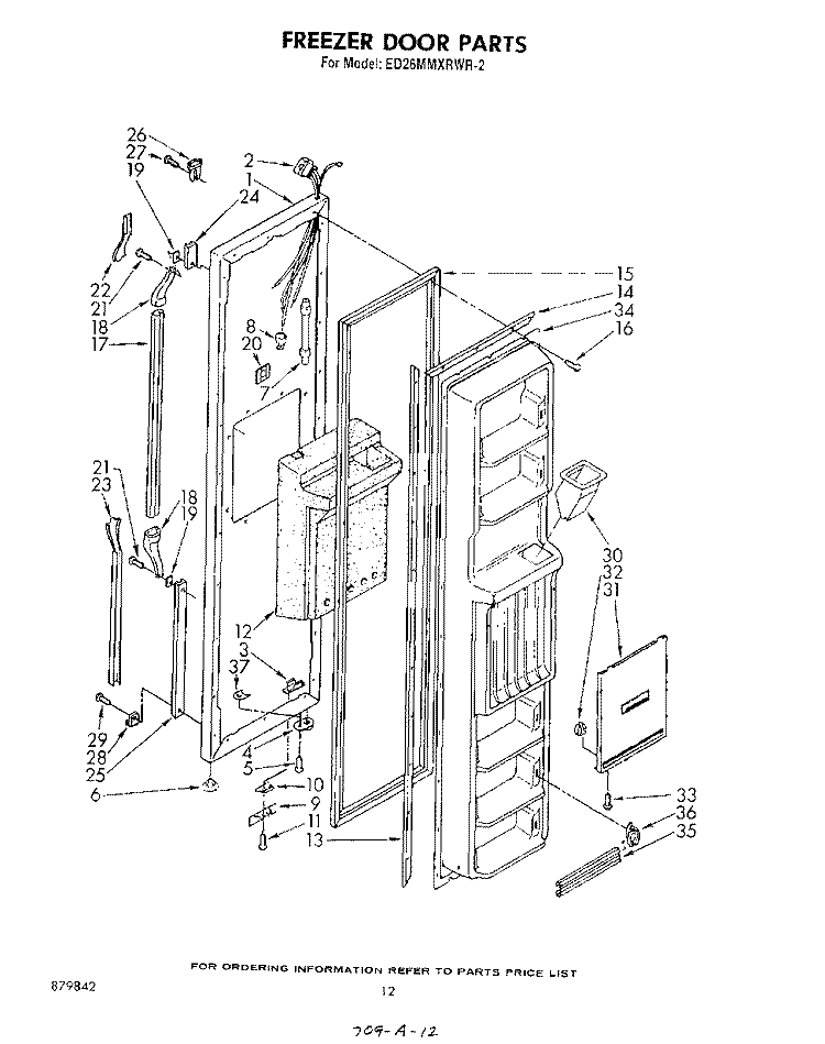 FREEZER DOOR Diagram and Parts List for ED26MMXRWR2  Whirlpool Refrigerator
