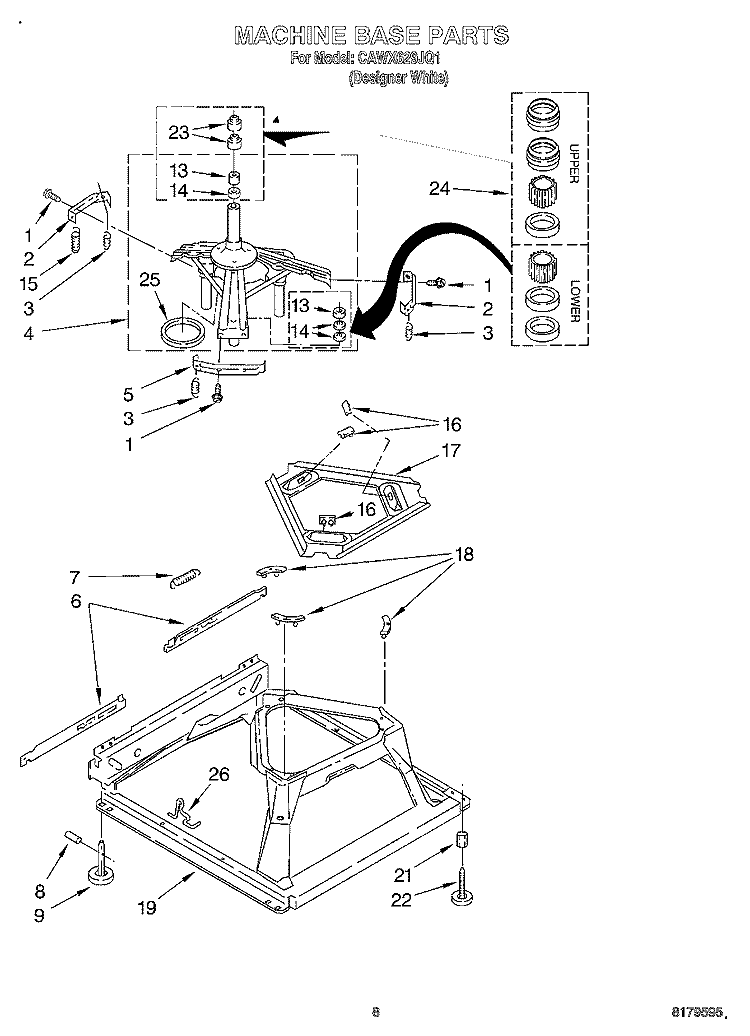 MACHINE BASE Diagram and Parts List for CAWX629JQ1  Whirlpool Washer
