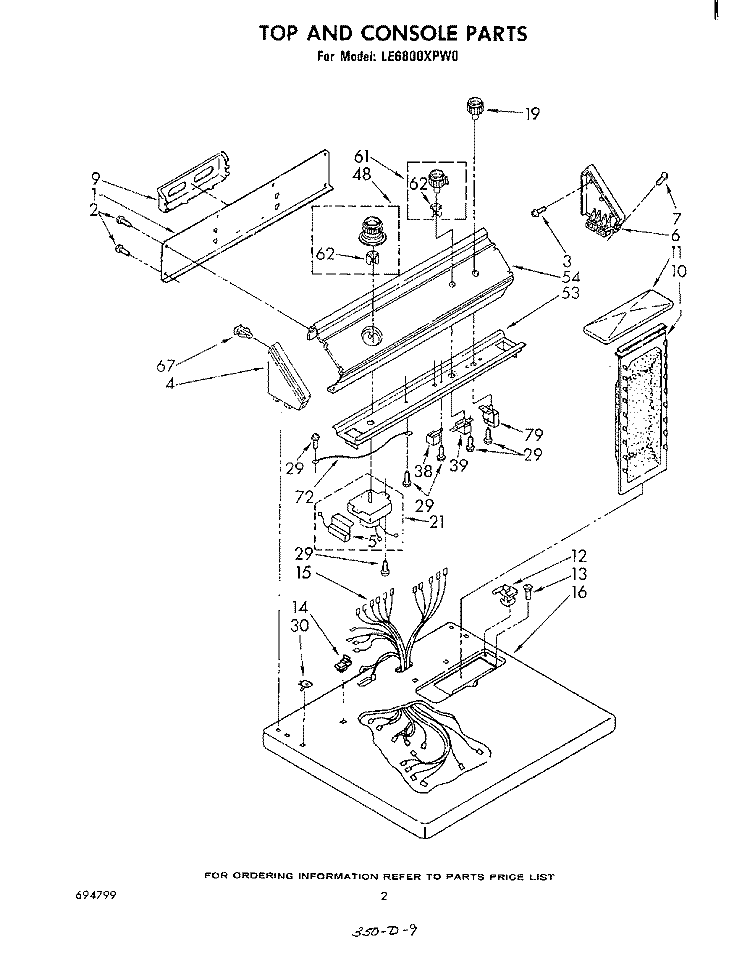 SECTION Diagram and Parts List for LE6800XPW0  Whirlpool Dryer