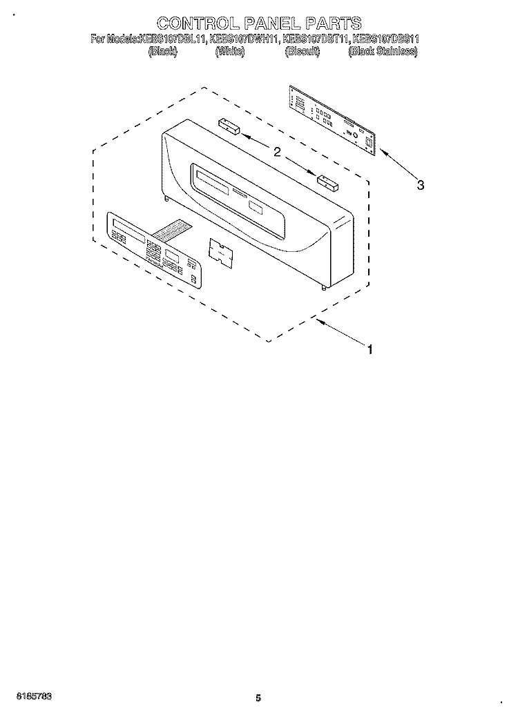 CONTROL PANEL Diagram and Parts List for KEBS107DBL11  KitchenAid Wall Oven